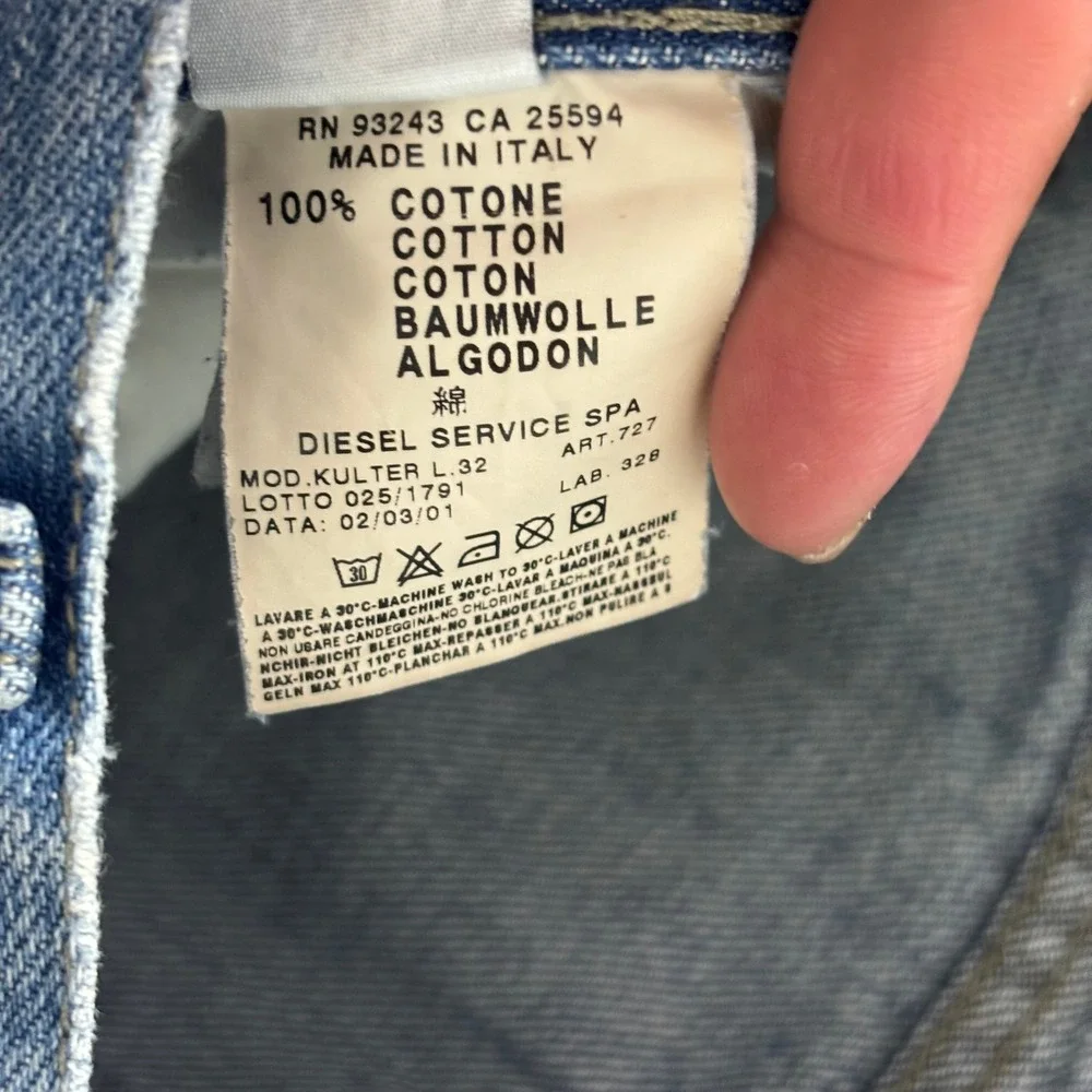 Y2K Vintage Diesel Kulter Made in Italy Jeans Light Wash Straight Denim 36x32